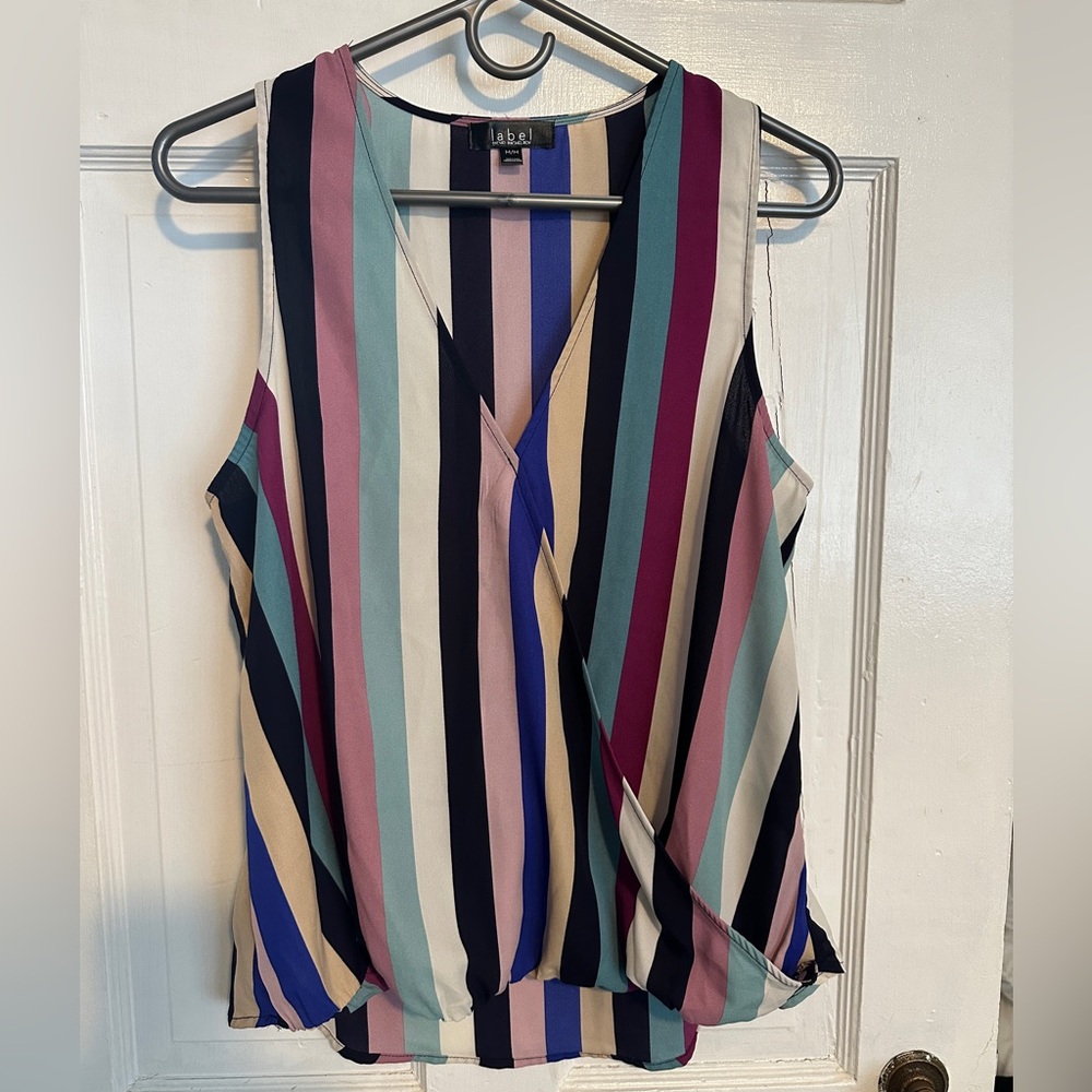 RACHEL Rachel Roy Multi-Stripe Sleeveless V-Neck - multicolor